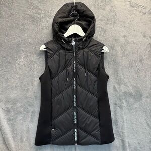 Michael Kors Women's Black Quilted Hooded Full Zip Up Vest size M